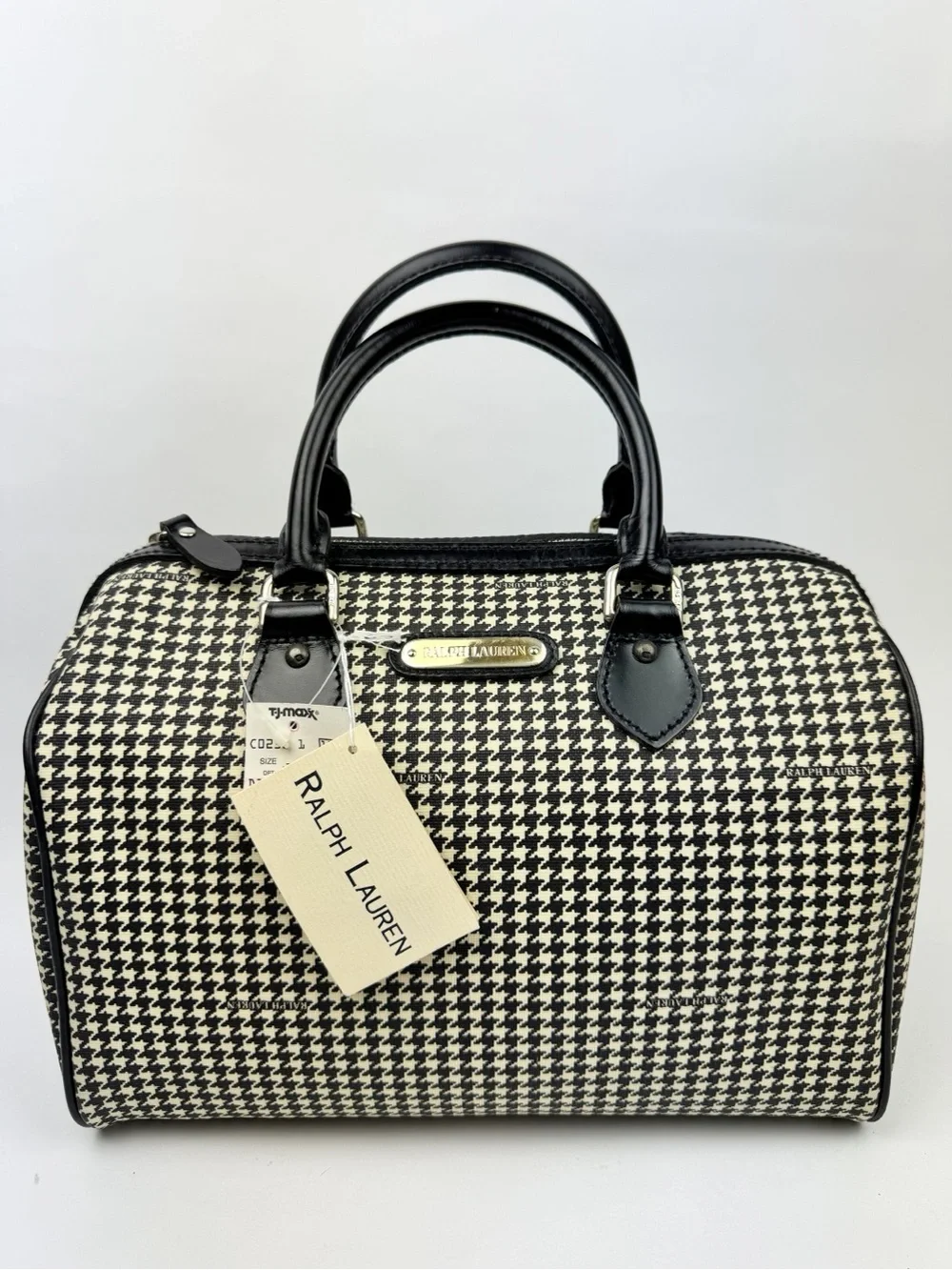 Ralph Lauren NWT Black Check Houndstooth Satchel NOS